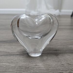Vintage Clear Lead Crystal Heart Bud Vase Art Glass Valentine Gift Collectible